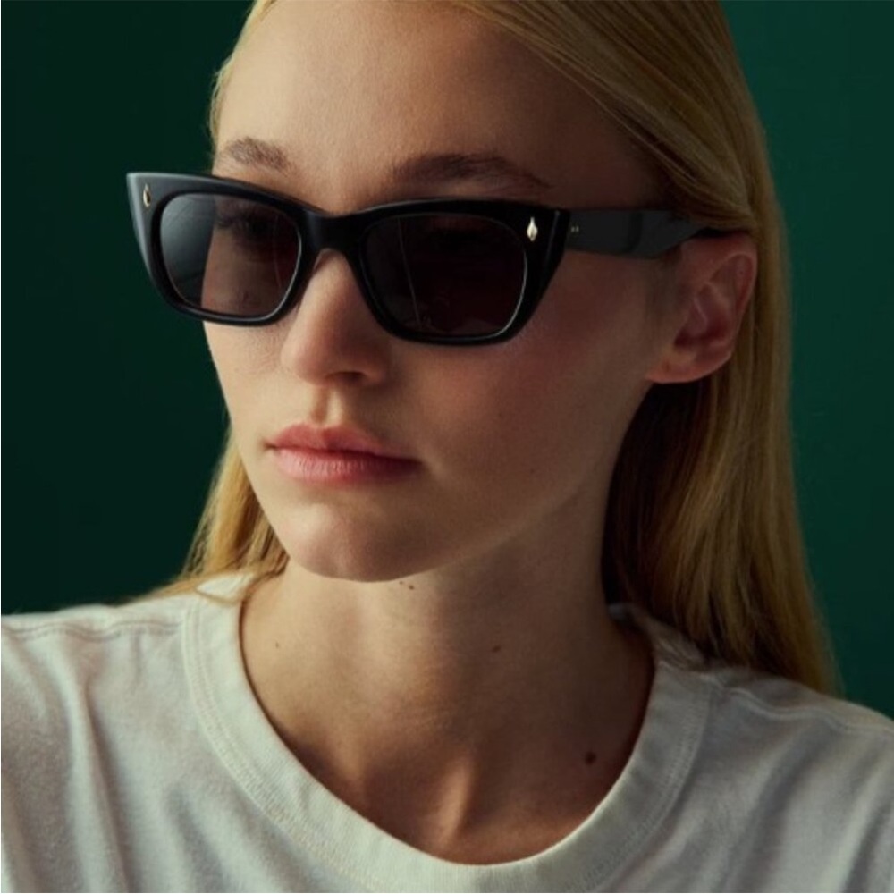 Garrett Leight Black Rectangular Sunglasses with Dark Lenses